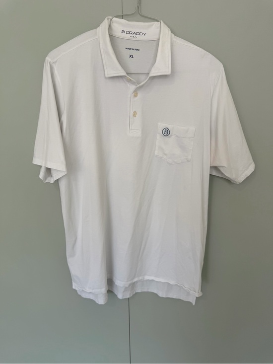 B.Draddy Other - B.DRADDY Men’s Solid White Liam Polo with North Carolina flag and “B” Logo Patch